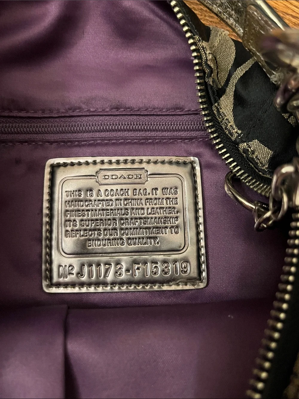 Coach Vintage Poppy Signature C Hobo Bag Black Silver FUC #F15319
